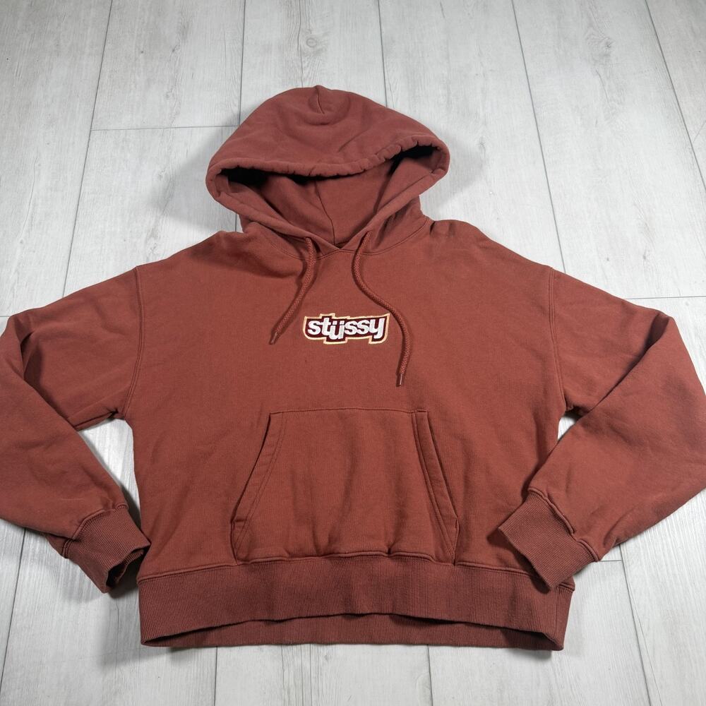 Stussy Civil Cropped Hoodie Women's Medium Brick Orange